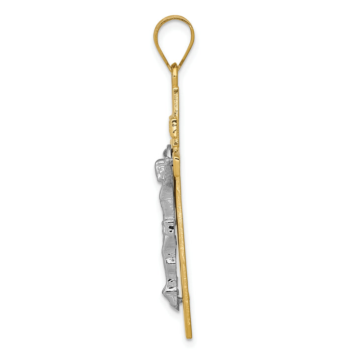 14K Two-tone INRI Crucifix Pendant
