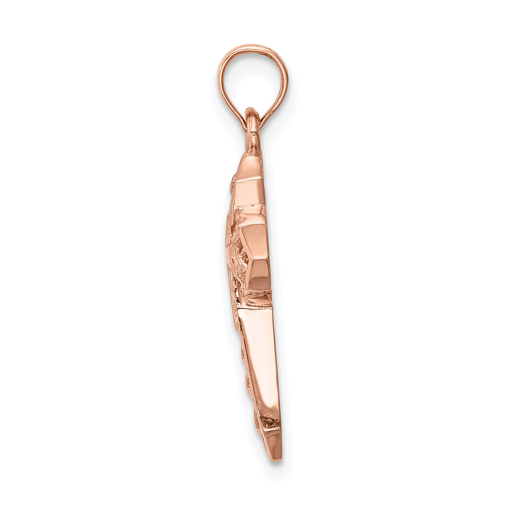 14K Rose Polished Cross Pendant