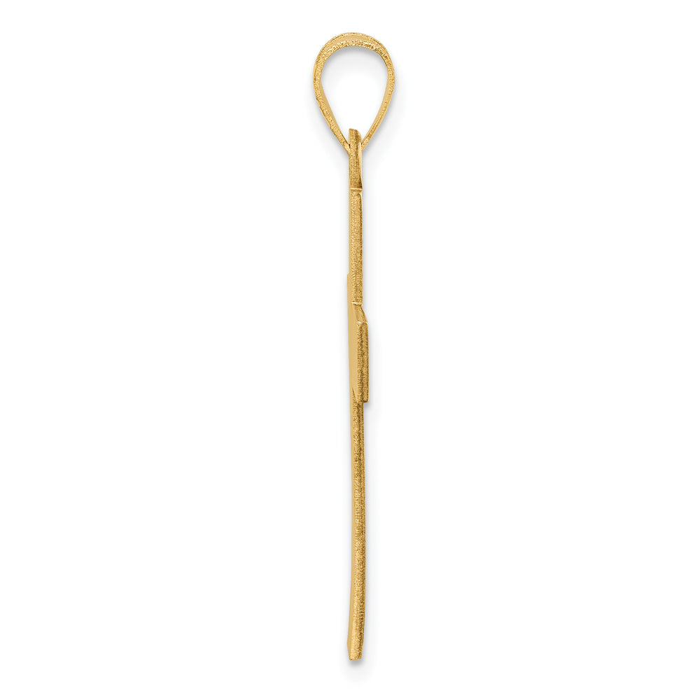 14K Large Satin Cross Pendant