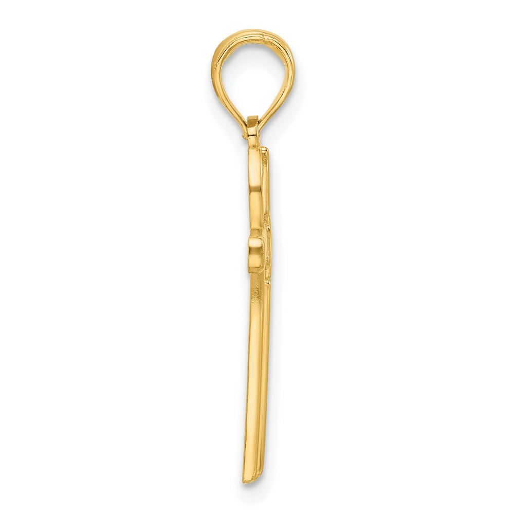 14k Polished Floral Cross Pendant