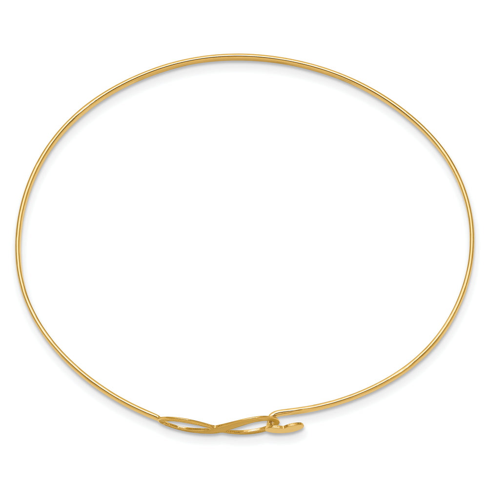 14K Brushed and Polished Infinity Heart Flexible Bangle