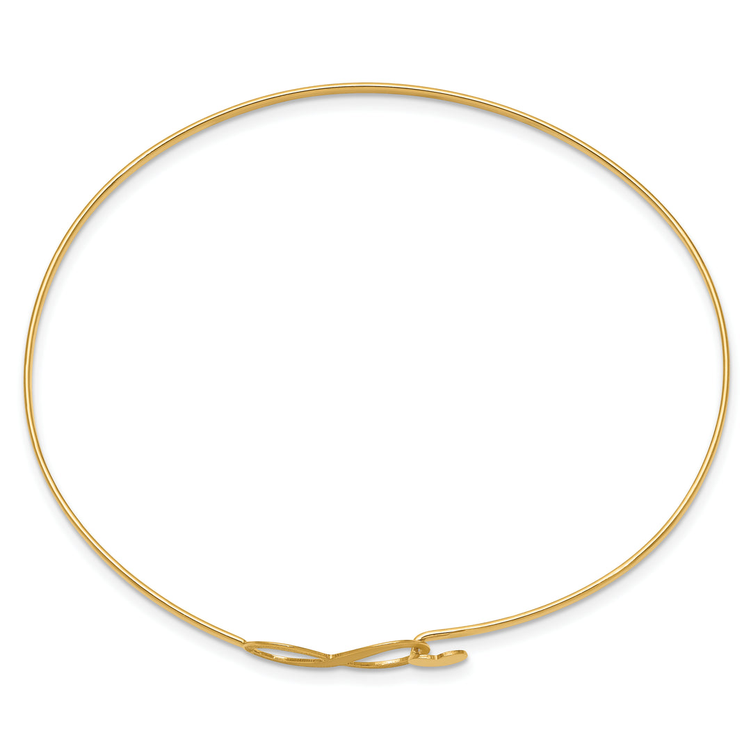 14K Brushed and Polished Infinity Heart Flexible Bangle