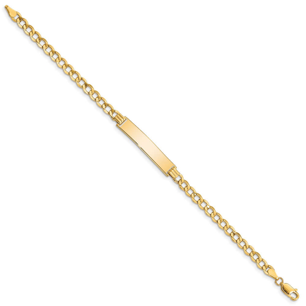 14k Semi-solid Curb Link 6.75in Id Bracelet