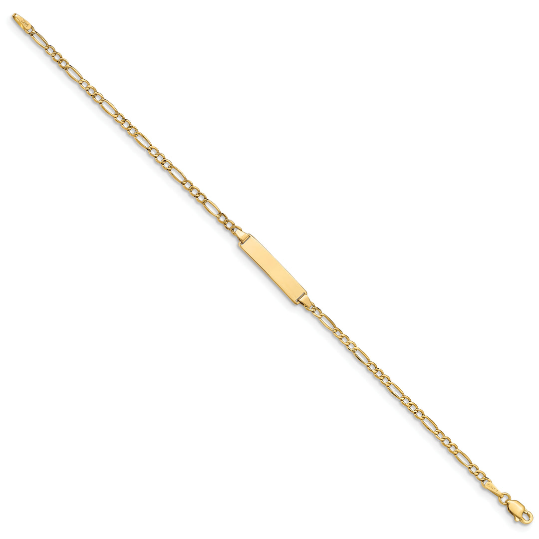 14k Semi-Solid Polished Figaro ID Bracelet