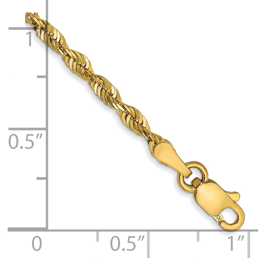 14k 2.5mm Ultra D/C Lightweight Rope Chain Anklet