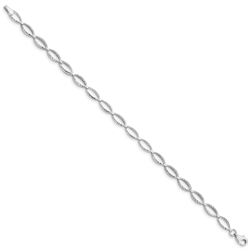14k White Gold Polished Oval Link Bracelet