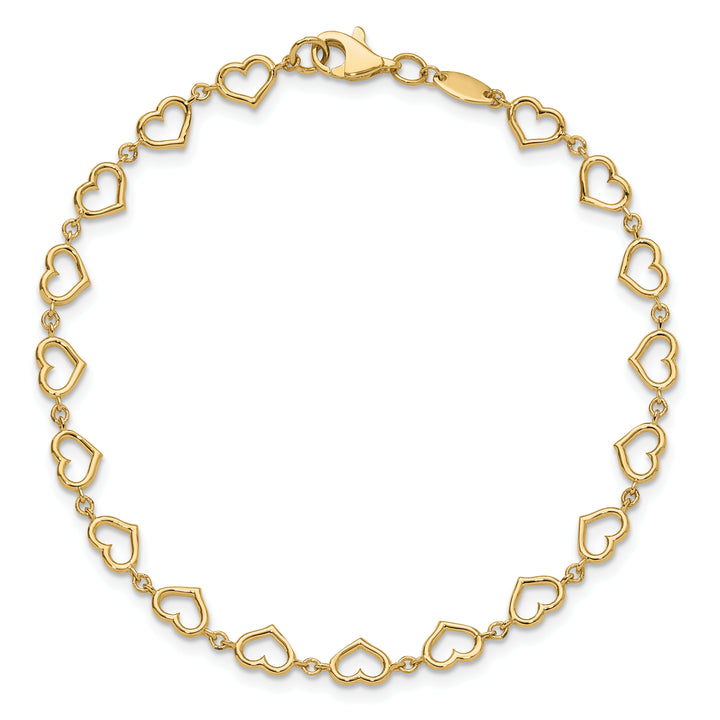 14K Polished Heart Link Bracelet