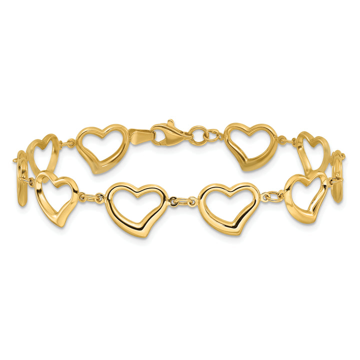 14K Polished Heart Link Bracelet