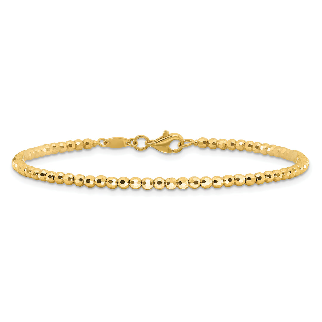 14K Polished and Diamond-cut Beaded Bracelet