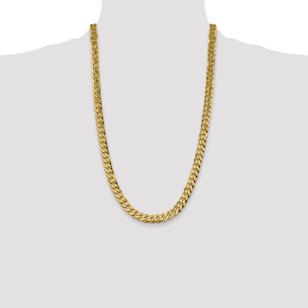 14k 8.5mm Flat Beveled Curb Chain