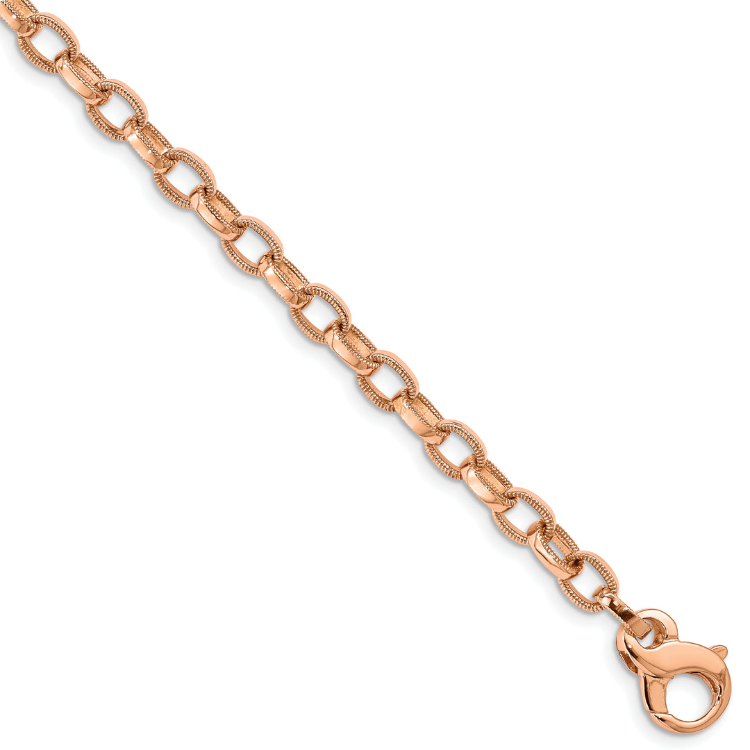 14k Rose Gold 5.0mm Fancy Link Hand Polished Necklace