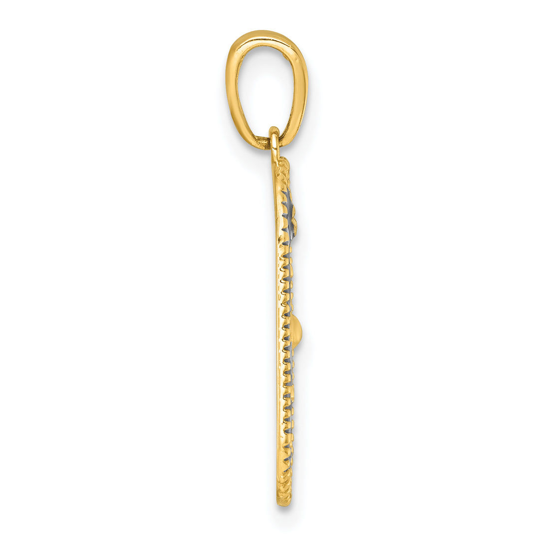 14k with White Rhodium Polished Enamel Sun And Moon Charm