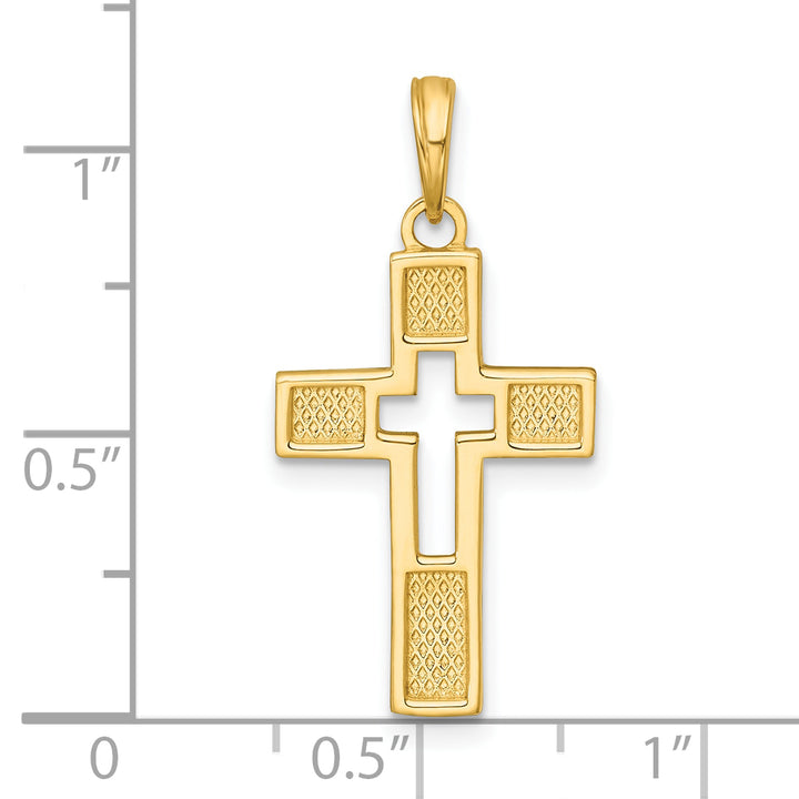 14K Polished Cut-Out Cross Charm
