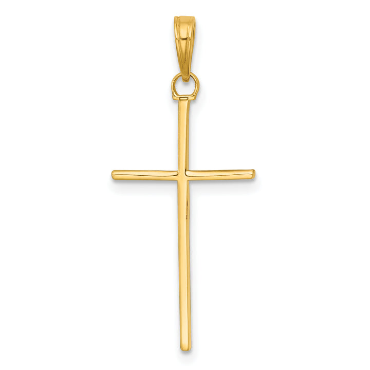 14K 3-D and Polished Stick Cross Charm