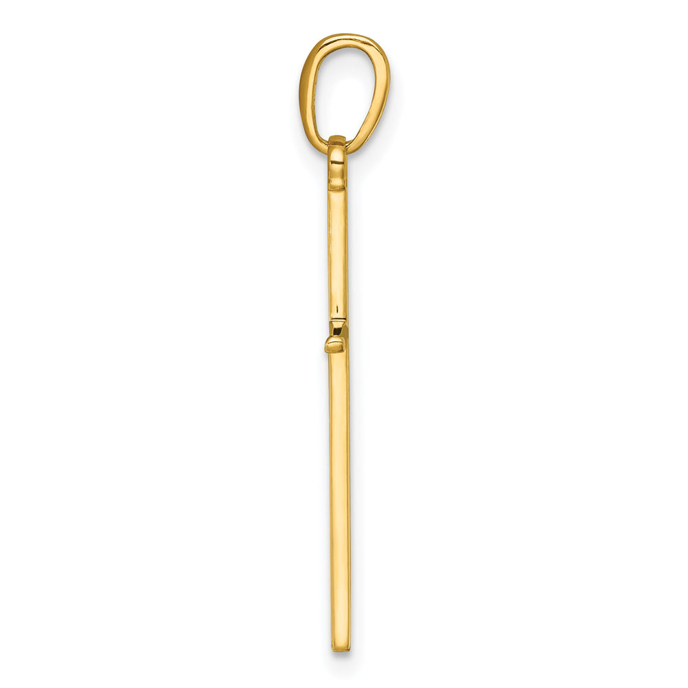 14K 3-D and Polished Stick Cross Charm