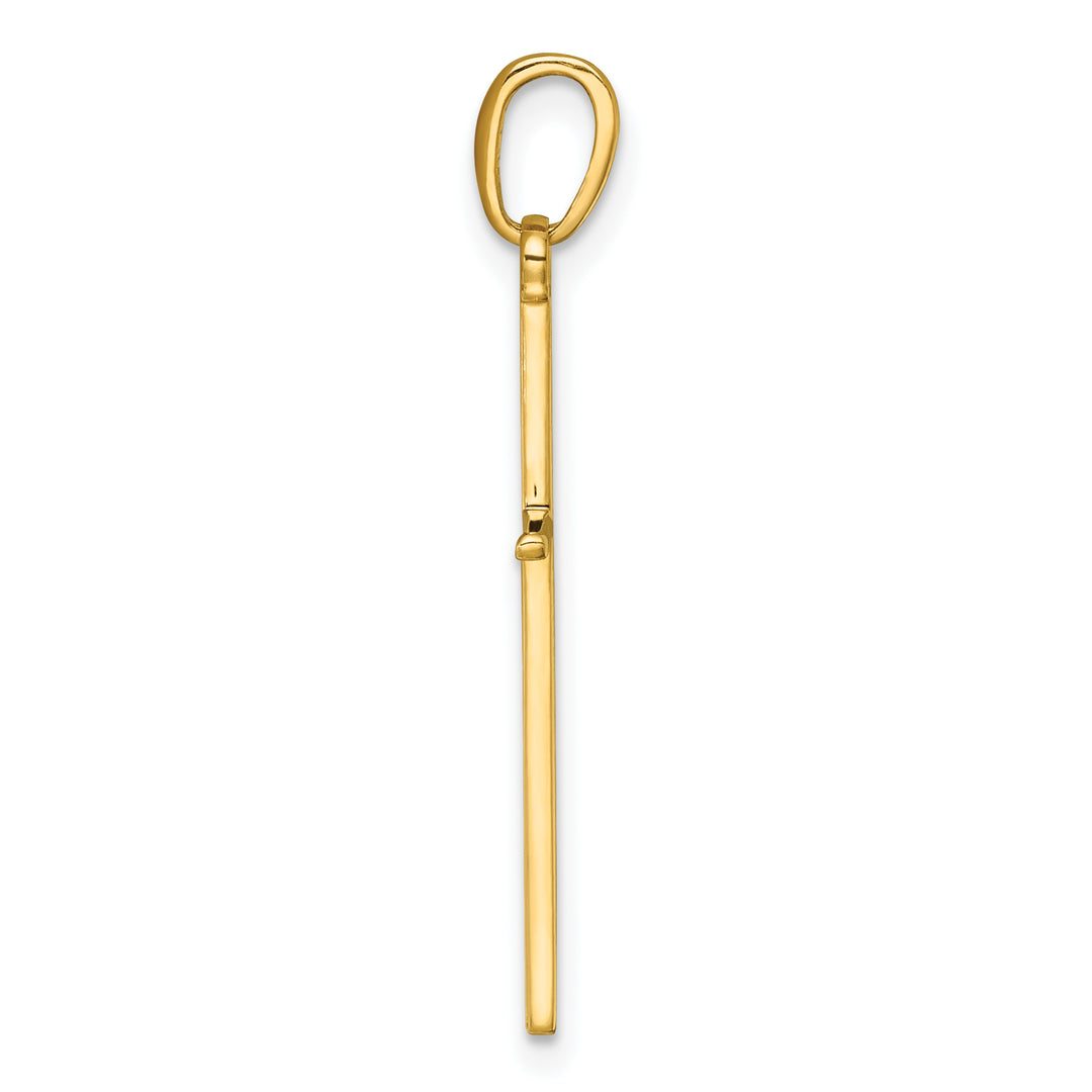 14K 3-D and Polished Stick Cross Charm