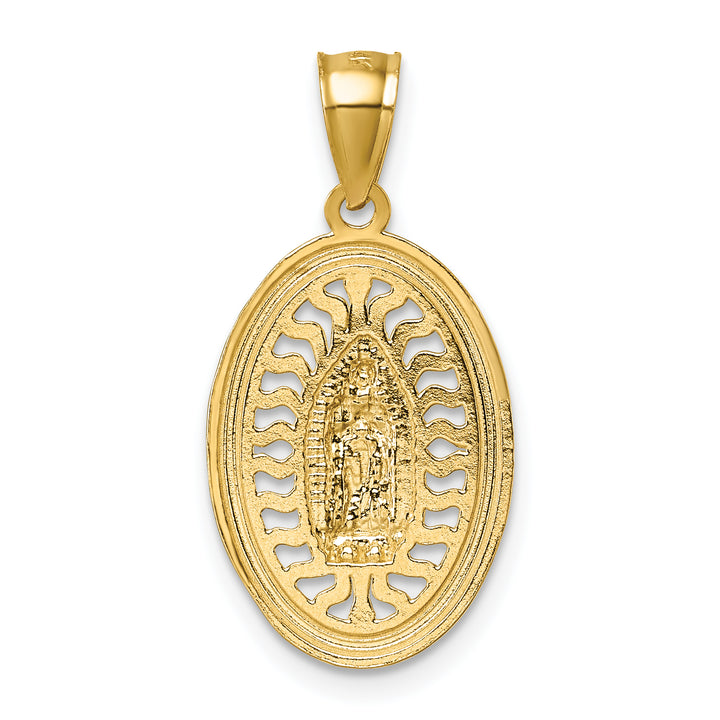 14k w/Rhodium Polished and Diamond-cut Guadalupe Pendant