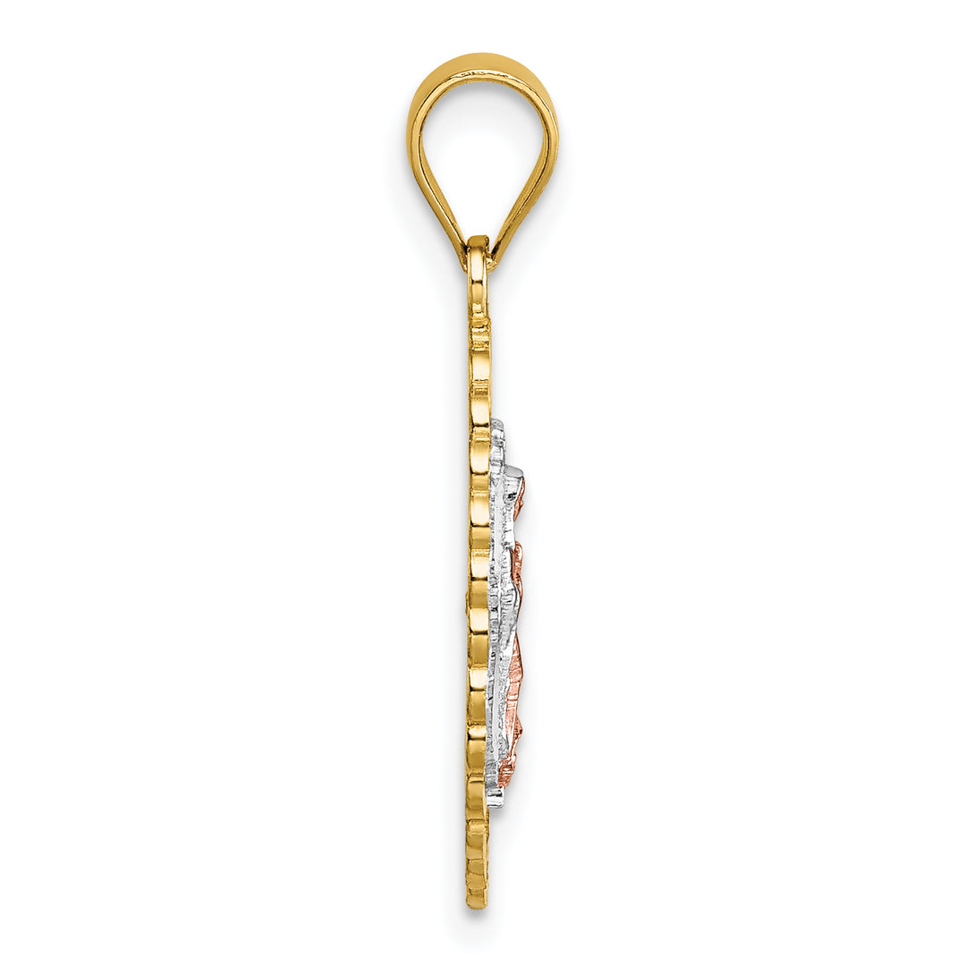 14k Two-tone with White Rhodium Polished Guadalupe Pendant