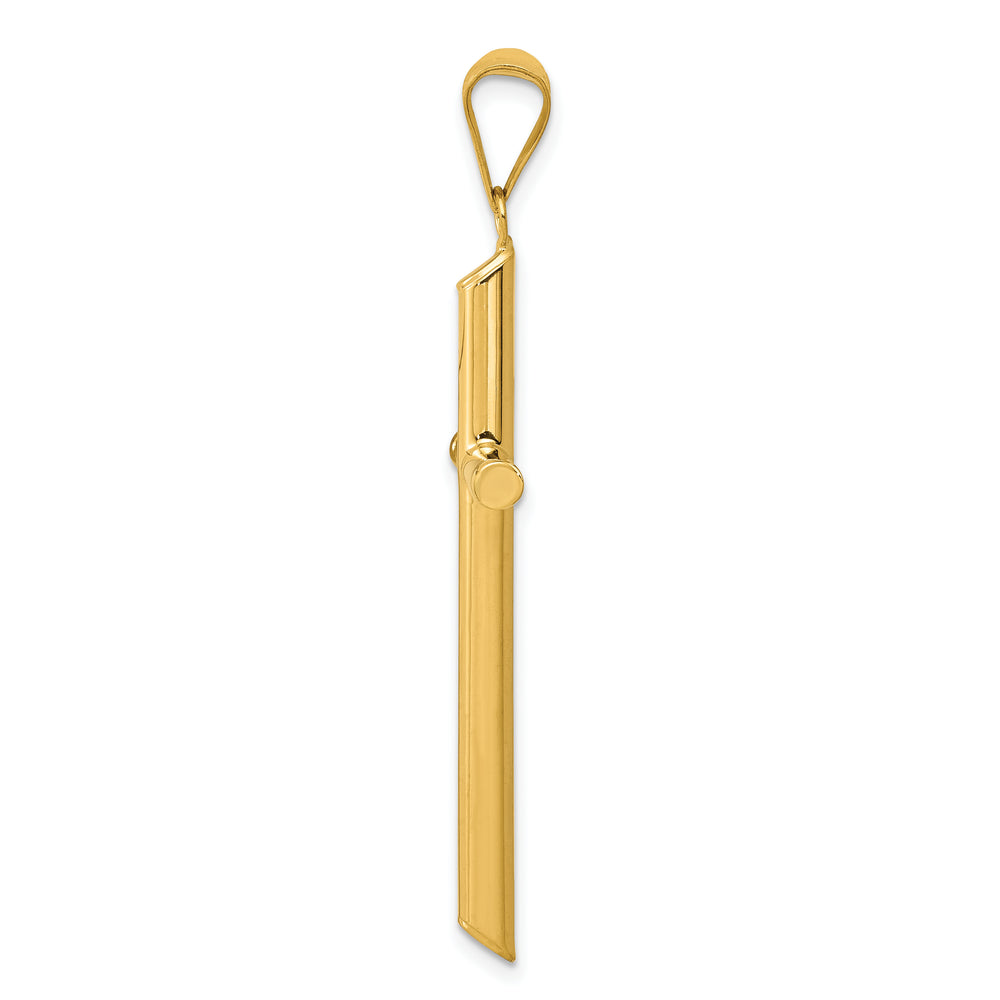 14k 3-D Polished Hollow Cross Pendant