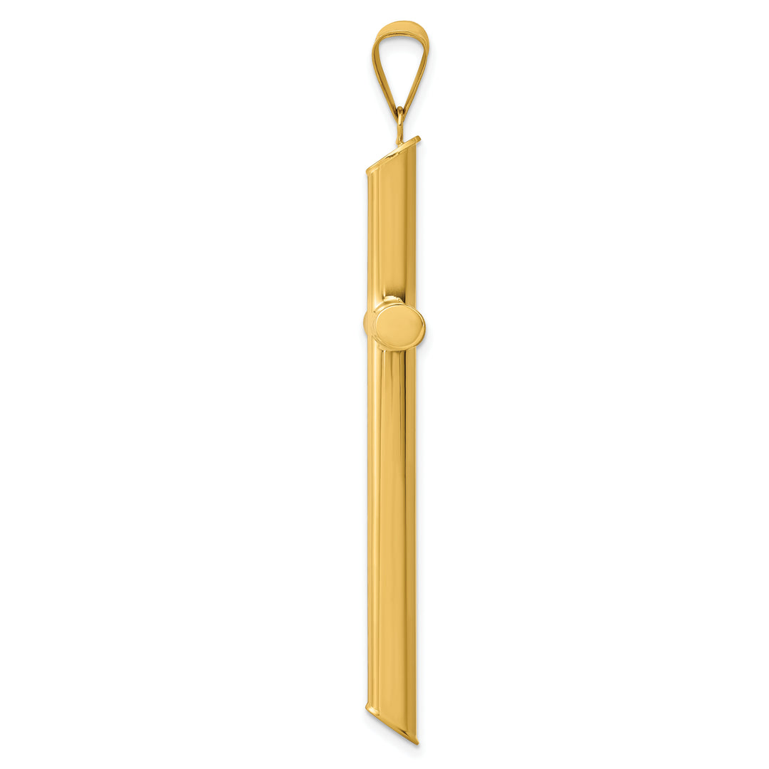 14k 3-D Polished Hollow Cross Pendant