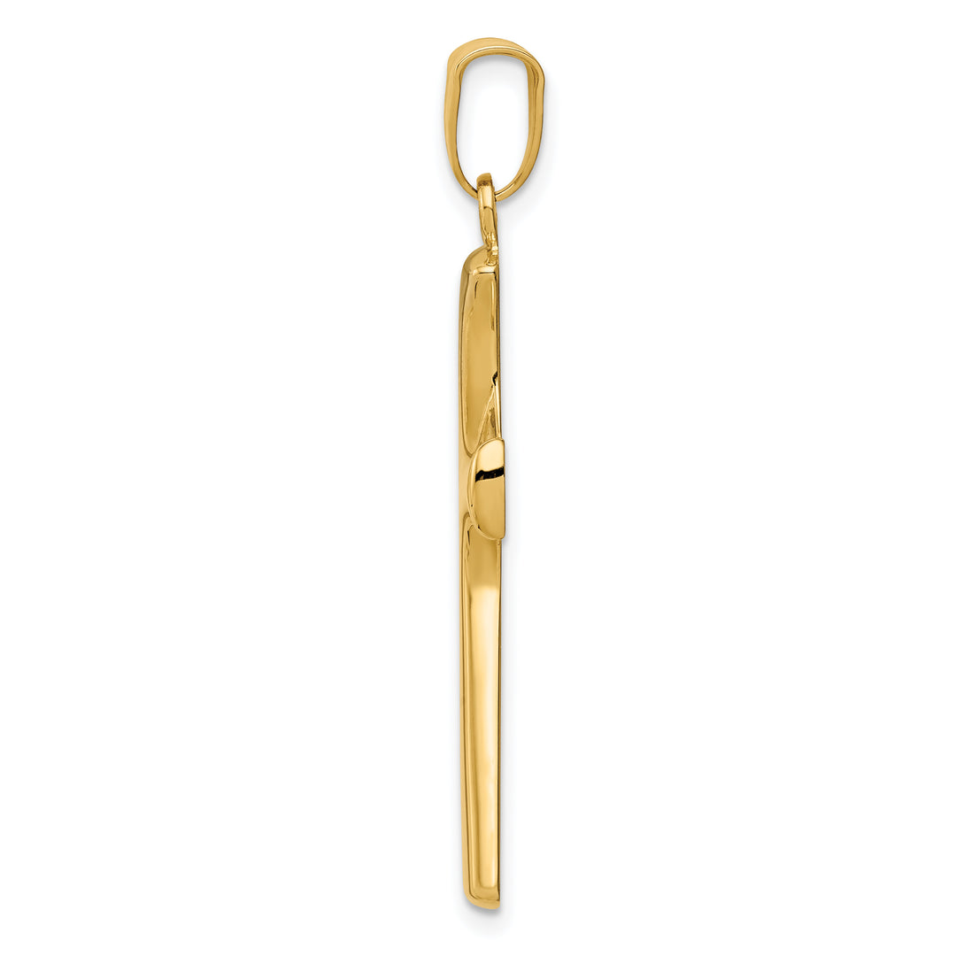 14k w/Rhodium Fancy Cross Pendant
