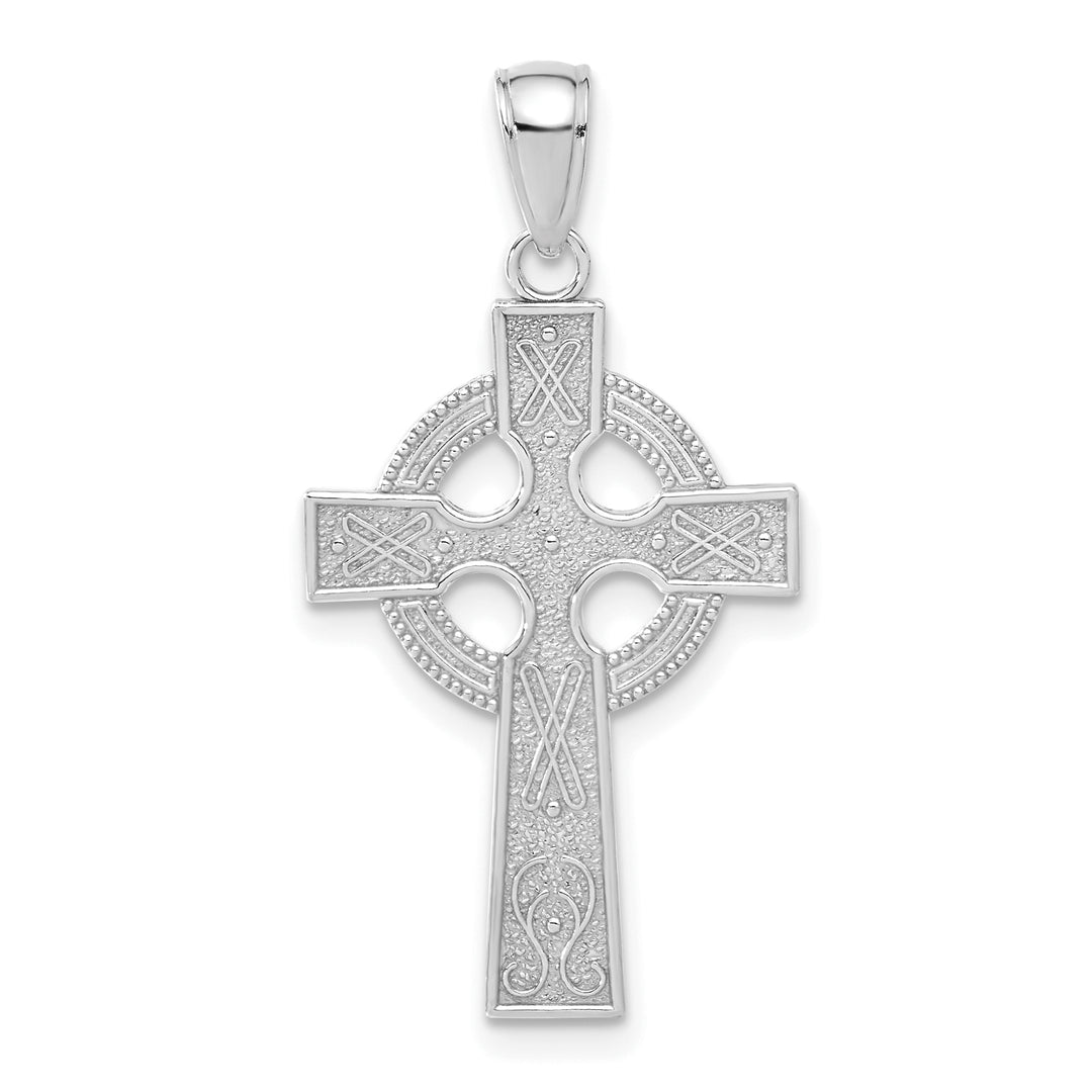 14k White Gold Celtic Cross Pendant