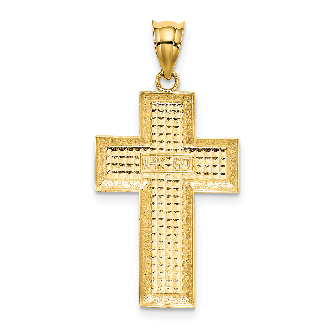 14K Polished / Textured Cross Pendant