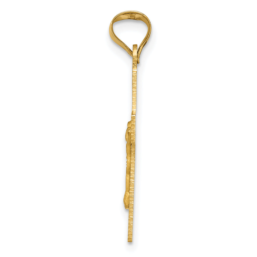 14k Polished Satin and D/C Crucifix Pendant