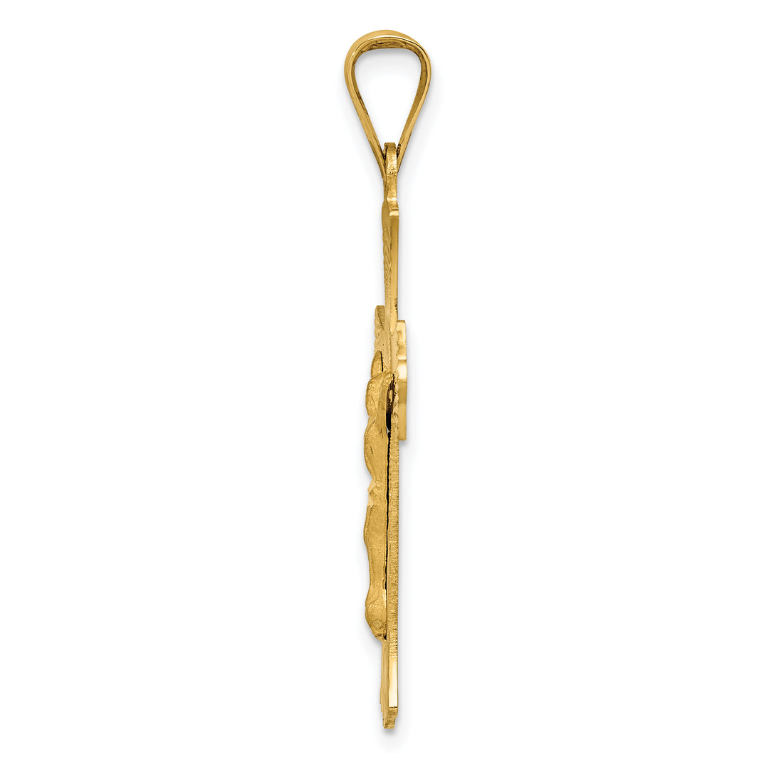 14k Polished Satin and D/C Crucifix Pendant