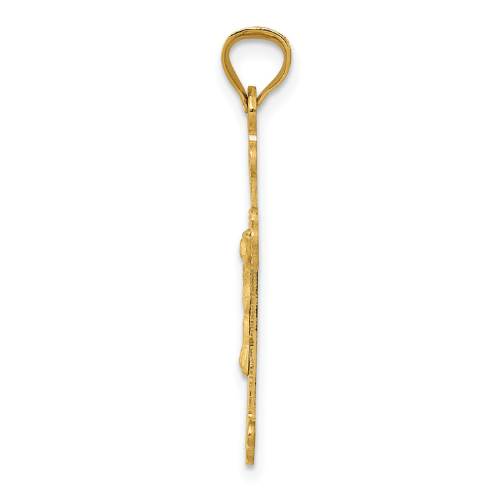14k Polished Satin and D/C Crucifix Pendant