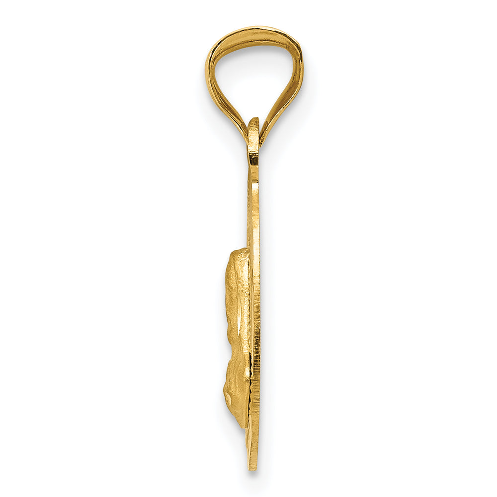 14K Polished D/C Sagrado Corazon Oval Pendant