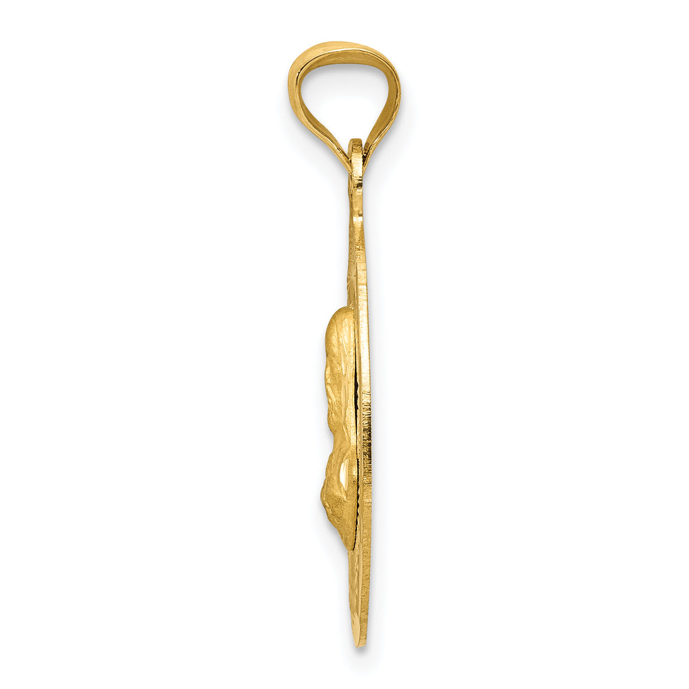 14K Polished D/C Sagrado Corazon Oval Pendant