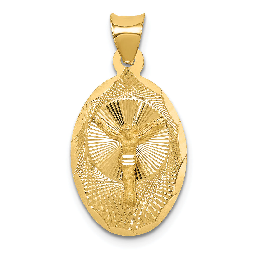 14K Polished D/C Corpus Oval Pendant