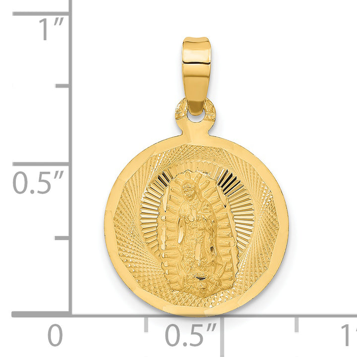 14K Polished D/C Lady Of Guadalupe Circle Pendant