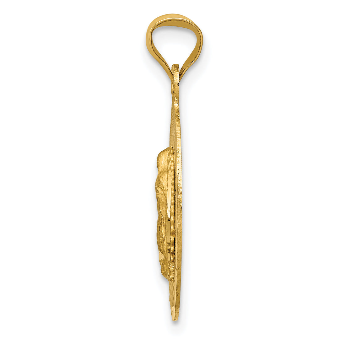 14K Polished D/C Lady Of Guadalupe Oval Pendant
