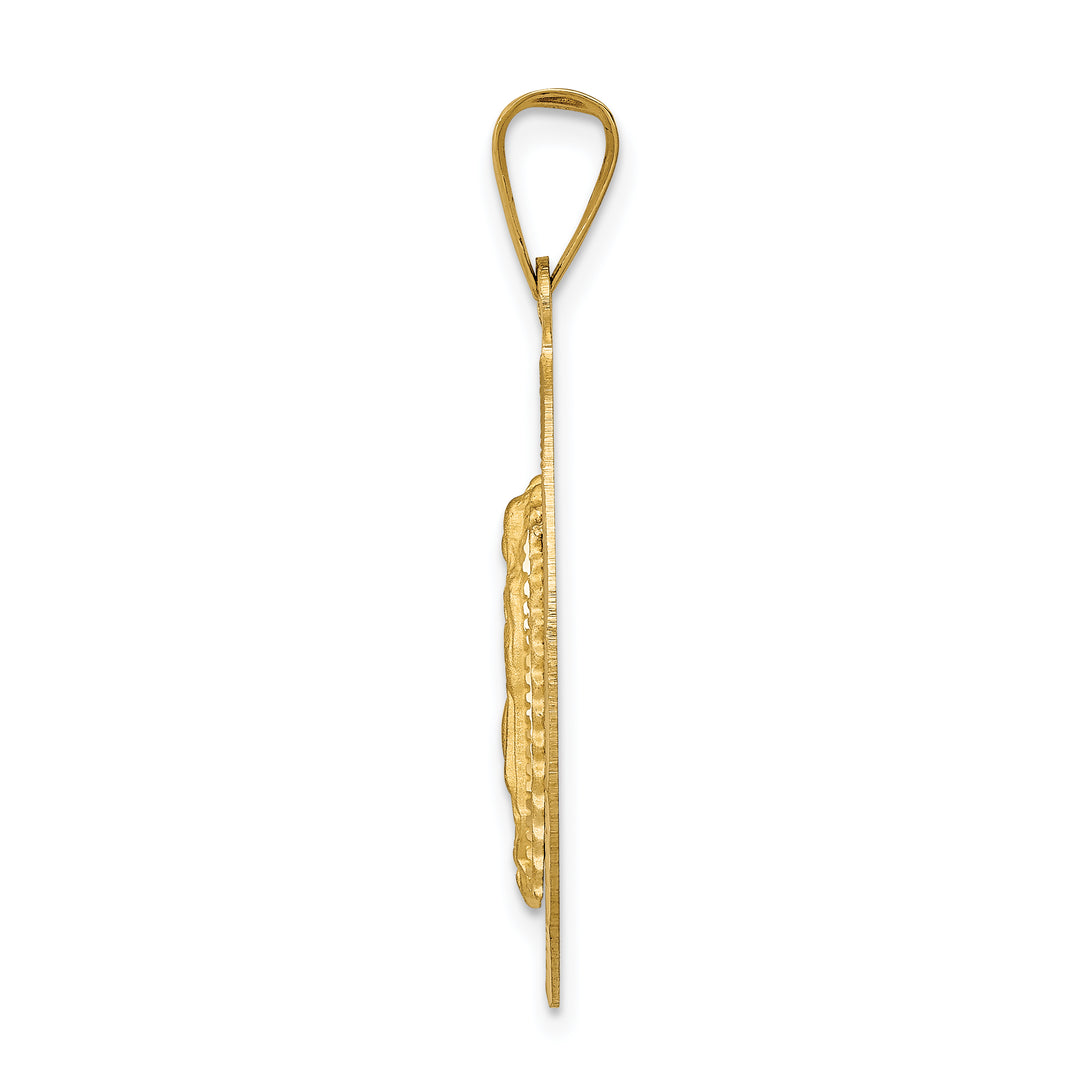 14K w/Rhodium D/C Lady Of Guadalupe Oval Pendant