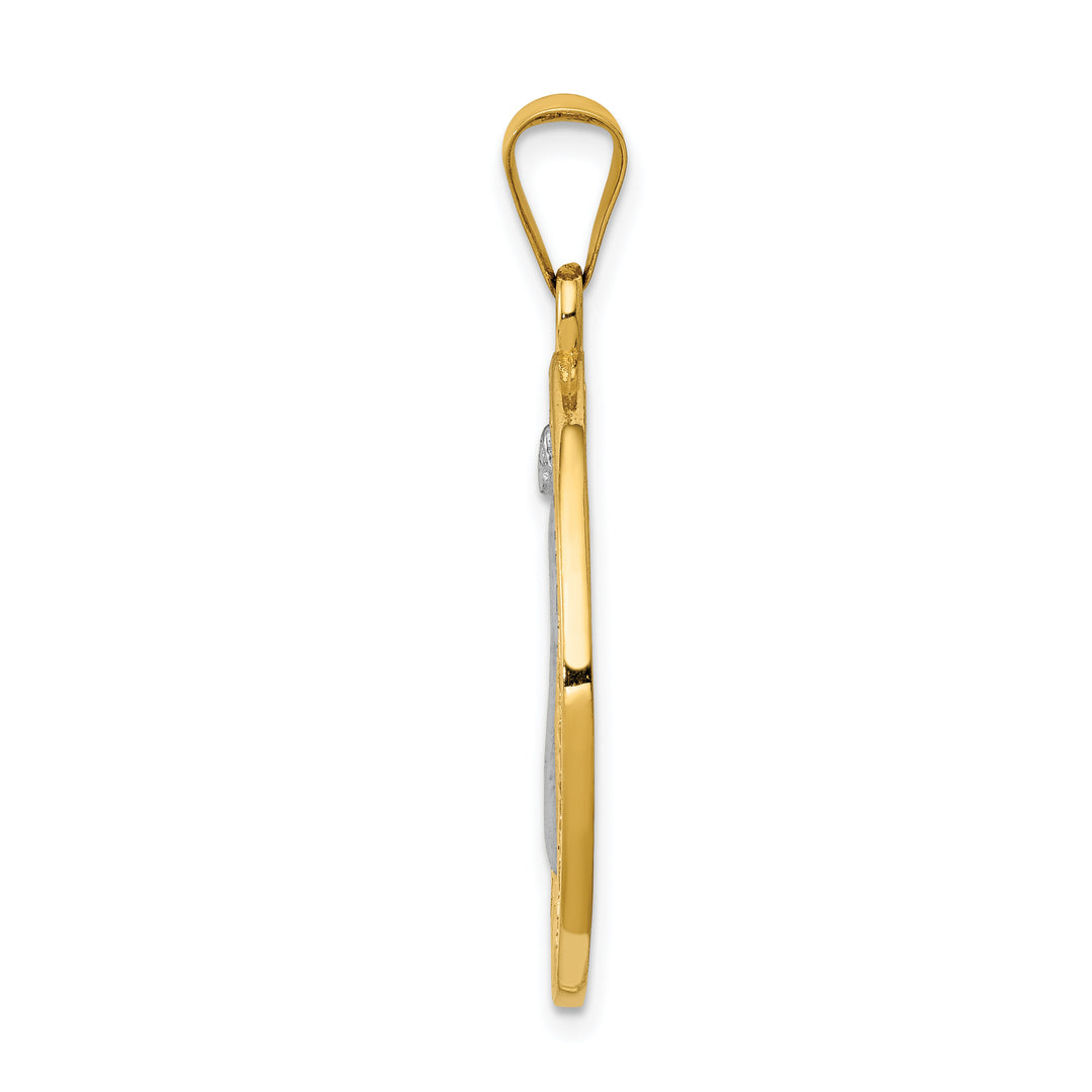 14k With Rhodium Circle St. Benedict Medal Pendant