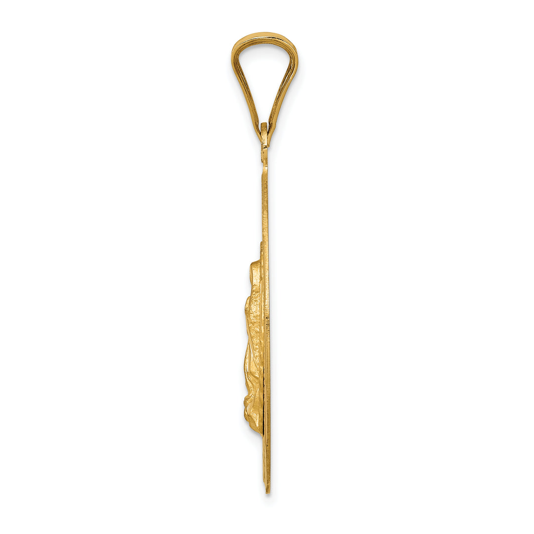 14K w/Rhodium D/C Lady Of Guadalupe Oval Pendant