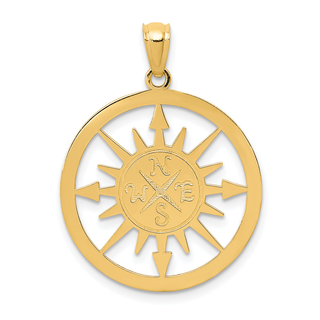 14K Satin / Polished Lost Without You Compass Pendant