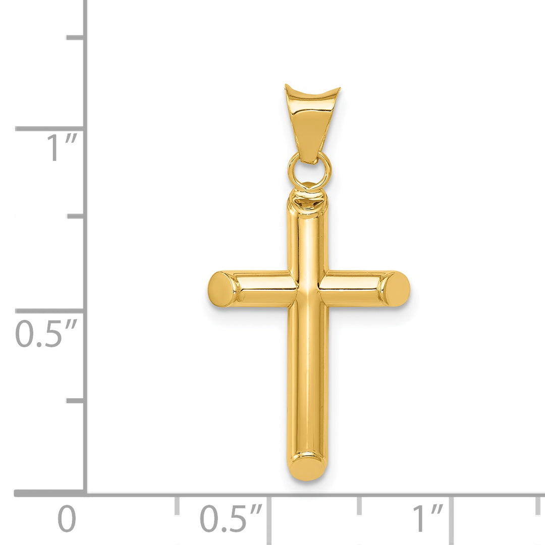 14k Polished Tube Cross Pendant
