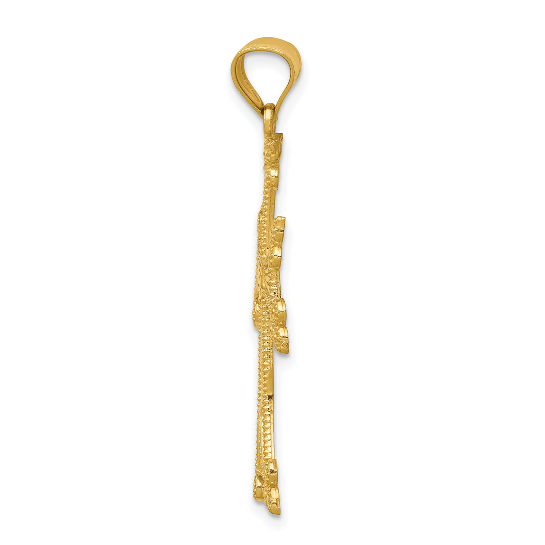 14k Diamond-cut Fancy Cross Pendant