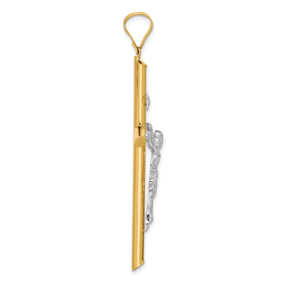 14k Two-Tone Polished Jesus Crucifix Pendant