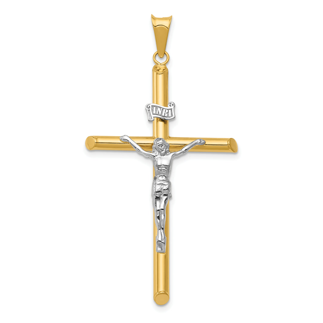 14k Two-Tone Polished Jesus Crucifix Pendant
