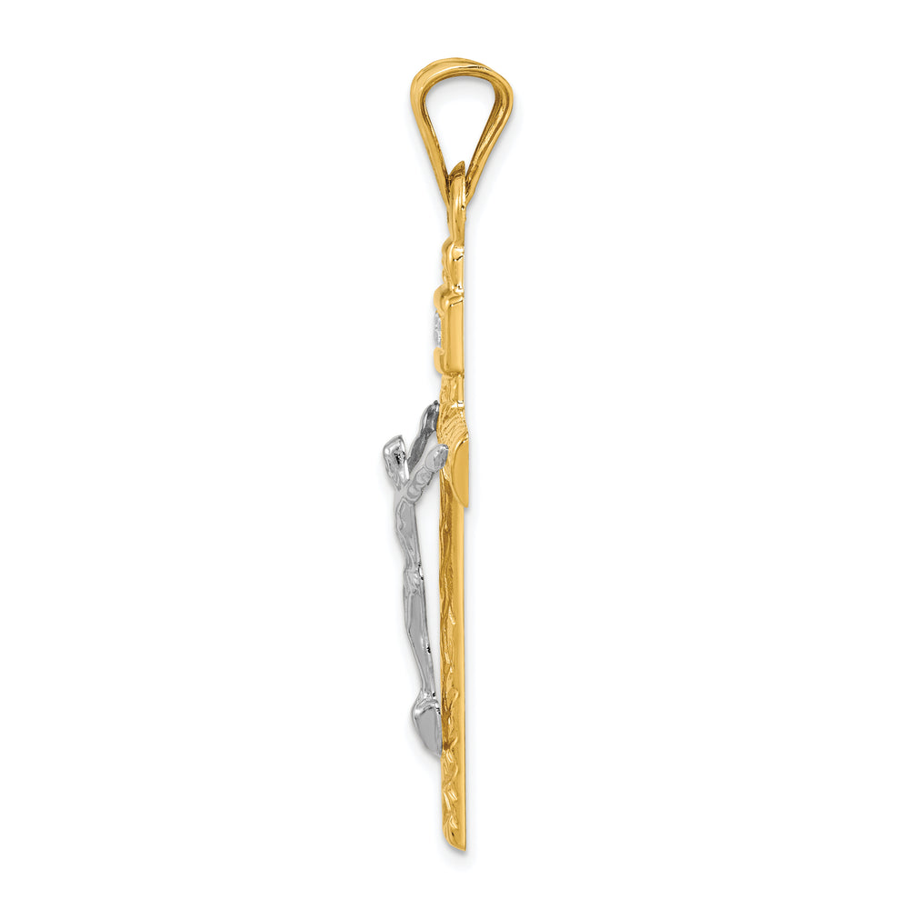 14K Two-Tone w/Rhodium Crucifix Pendant