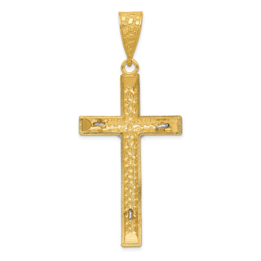 14k Two-tone Diamond-cut Crucifix Pendant