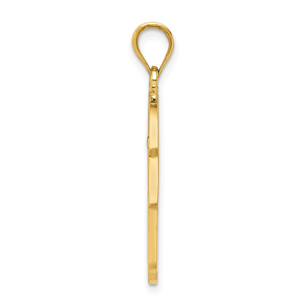 14k Polished Filigree Hamsa Pendant