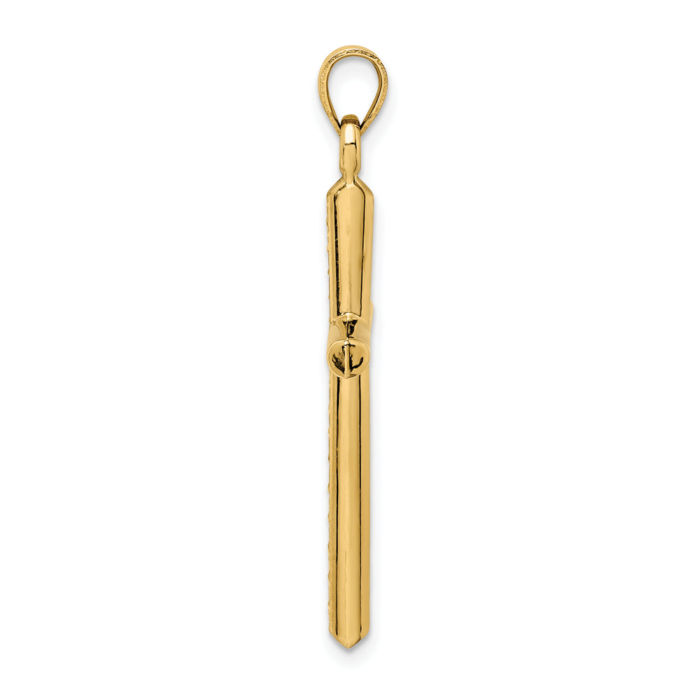 14k Hollow Diamond-cut Cross Pendant