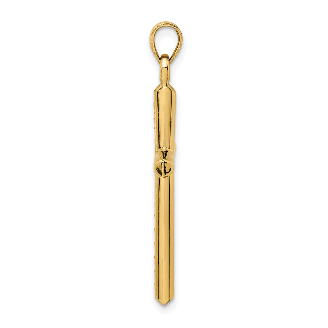 14k Hollow Diamond-cut Cross Pendant