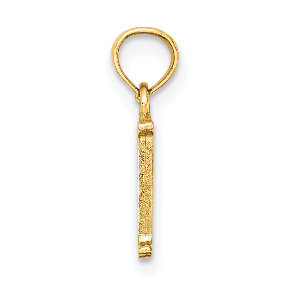 14K Polished Block Letter M Initial Pendant