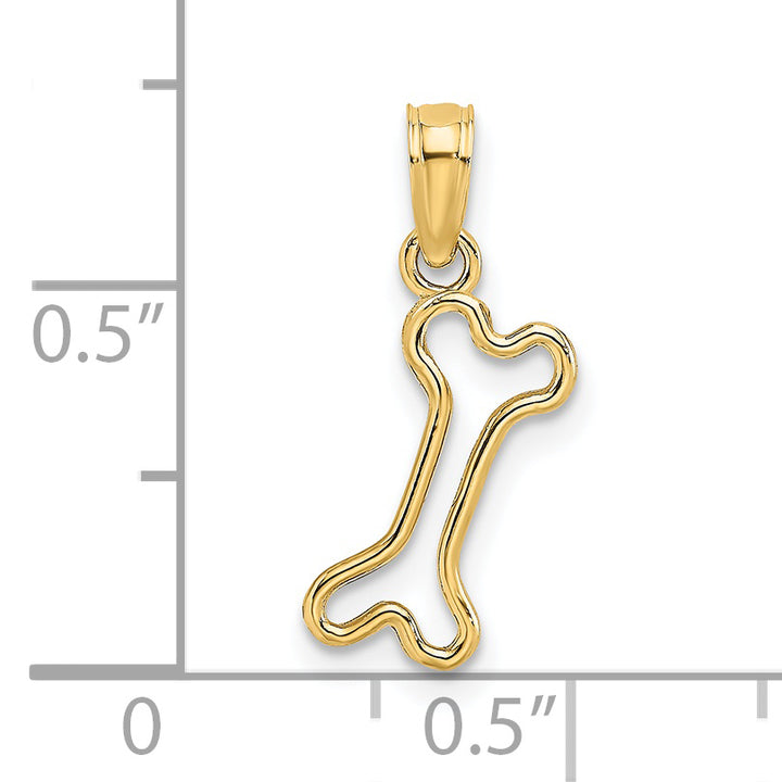 14K Cut-Out Polished Mini Dog Bone Charm